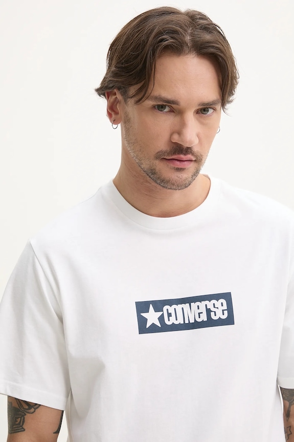 Bavlnené tričko Converse biela 10027995.A02