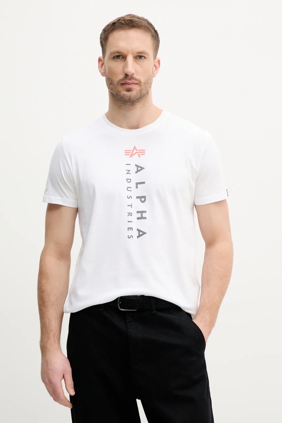 Alpha Industries t-shirt bawełniany R Print T nadruk biały 136509