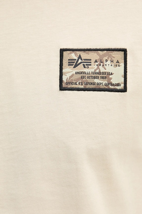 Alpha Industries t-shirt bawełniany Camo Sleeve T 156522 beżowy