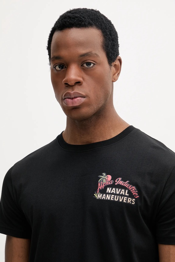 Alpha Industries t-shirt bawełniany Naval T BP czarny 156536