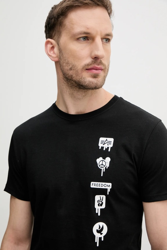 Odzież Alpha Industries t-shirt bawełniany Freedom T 156539 czarny