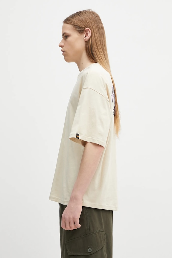 Хлопковая футболка Alpha Industries Studio Edition BP T 156553 бежевый AW25