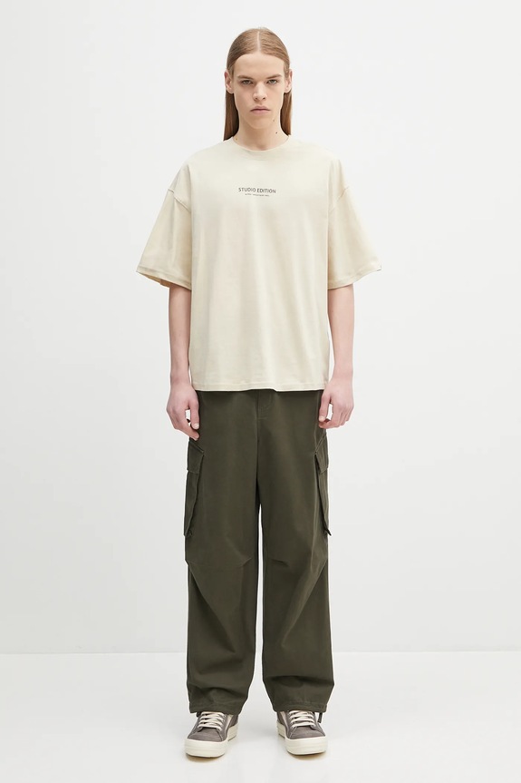 Хлопковая футболка Alpha Industries Studio Edition BP T 156553 бежевый