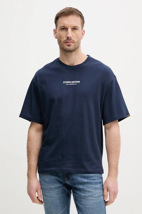Îmbrăcăminte Alpha Industries tricou din bumbac Studio Edition BP T 156553 bleumarin