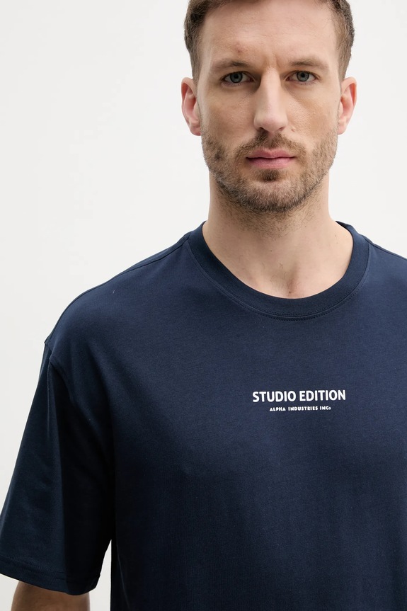 Alpha Industries tricou din bumbac Studio Edition BP T bleumarin 156553