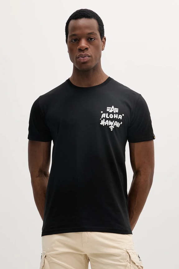 Oblečenie Bavlnené tričko Alpha Industries Aloha T BP 156530 čierna