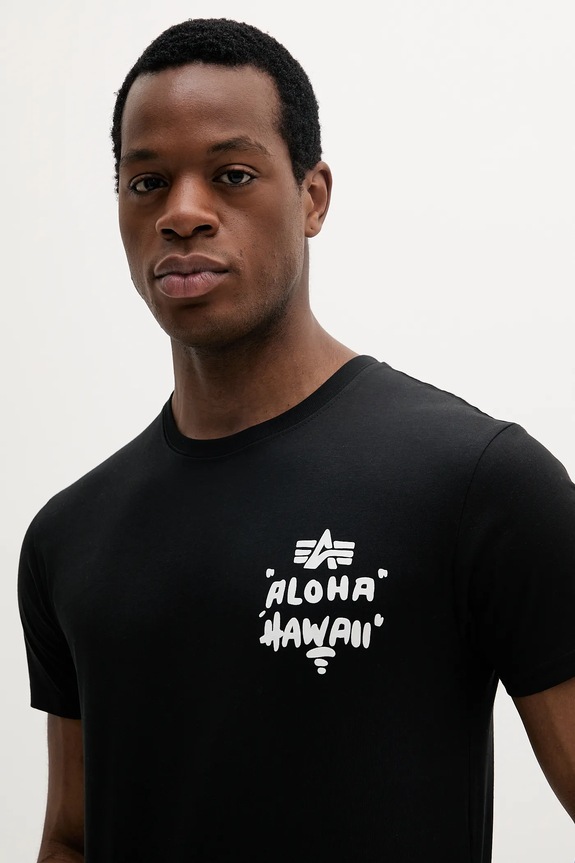 Bavlnené tričko Alpha Industries Aloha T BP čierna 156530