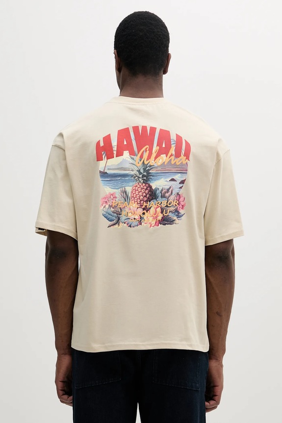 Alpha Industries t-shirt bawełniany Hawaii Aloha T BP nadruk beżowy 156535