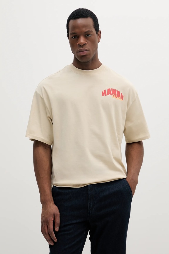 Odzież Alpha Industries t-shirt bawełniany Hawaii Aloha T BP 156535 beżowy