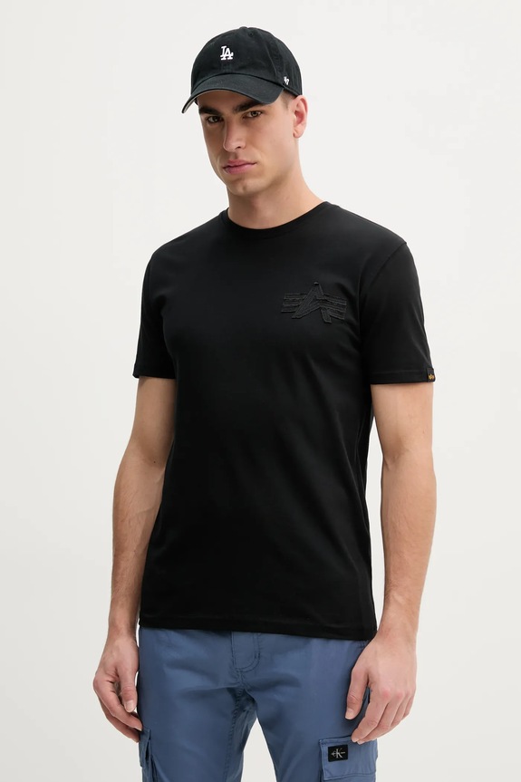 Bavlněné tričko Alpha Industries Coach T BE potisk černá 156538