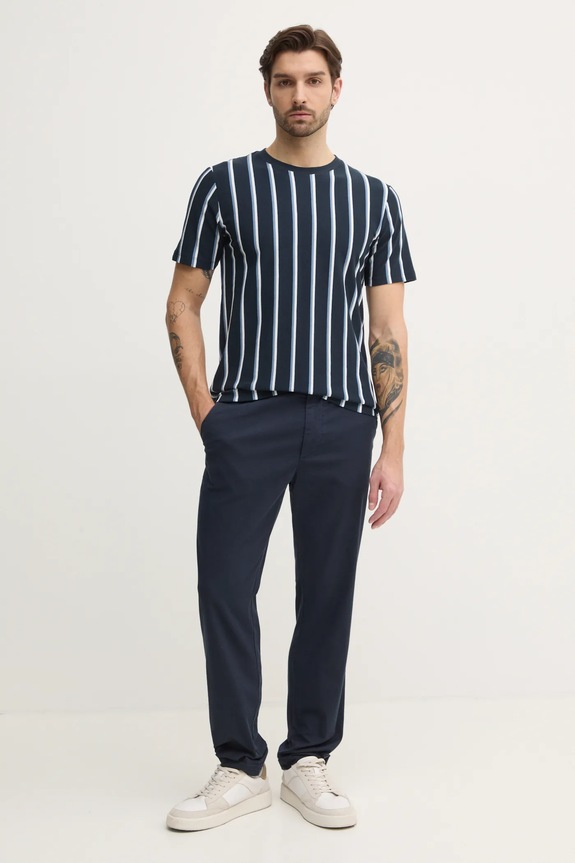 Bavlnené tričko Lindbergh 30.400259.NAVY tmavomodrá SS25