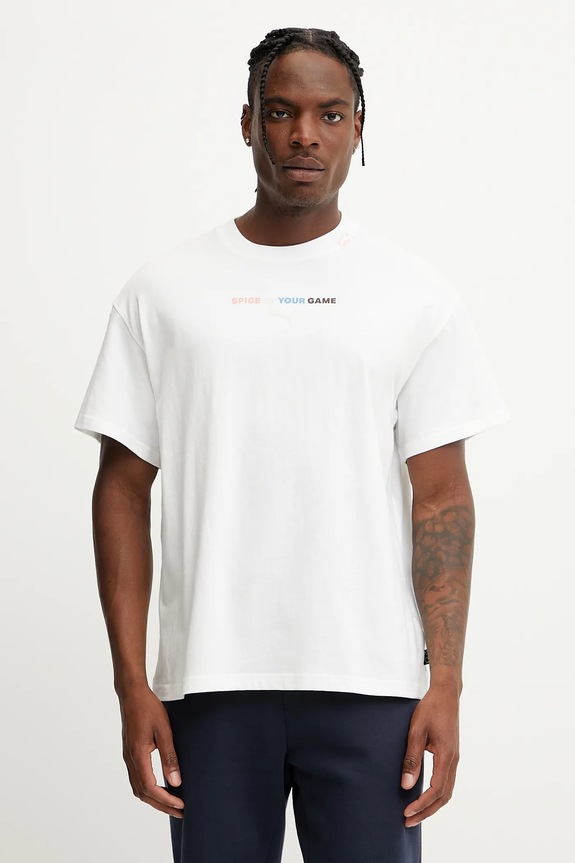 Ρούχα Βαμβακερό μπλουζάκι Puma Spicy Dylan 630671 λευκό