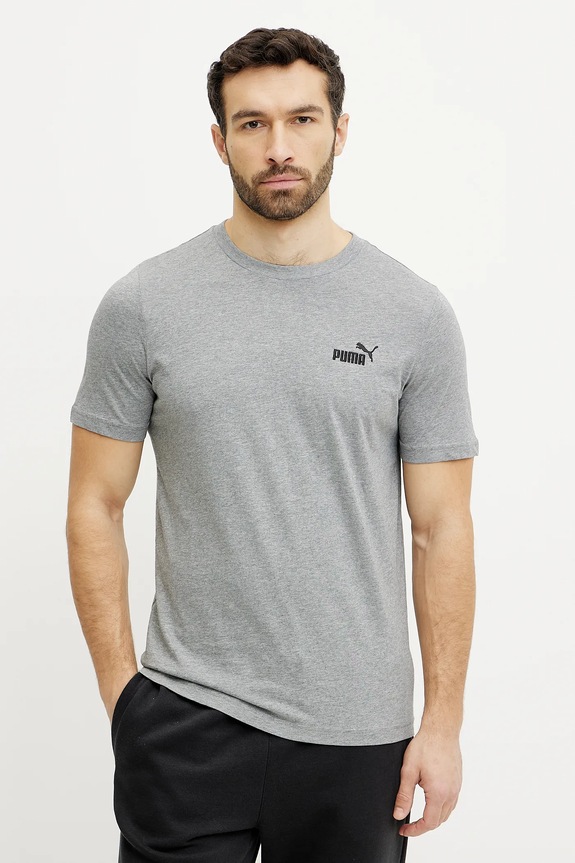 Хлопковая футболка Puma Essential Logo slim серый 682534