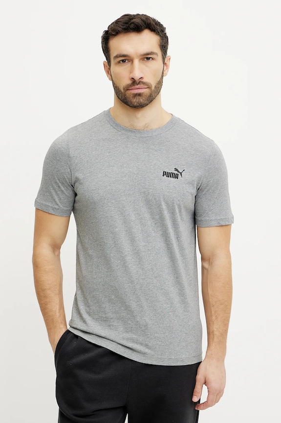 Хлопковая футболка Puma Essential Logo slim серый 682534