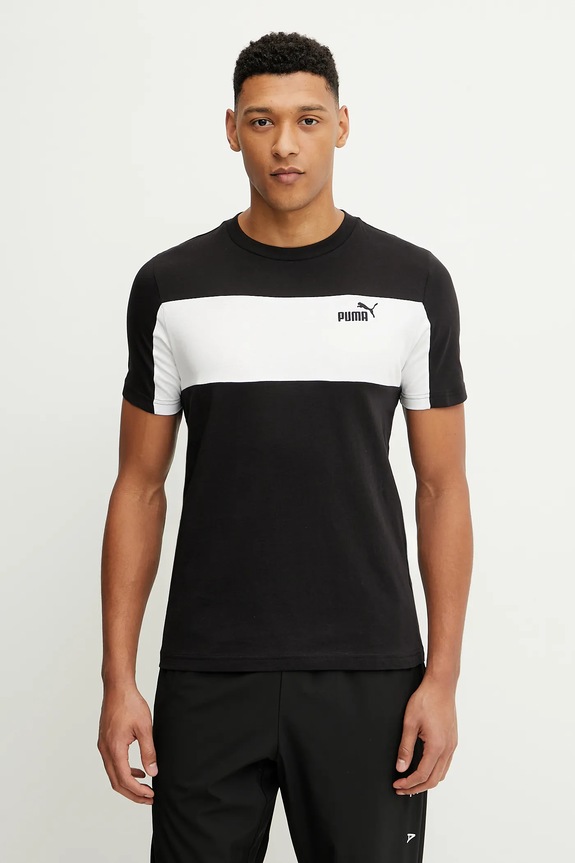 Βαμβακερό μπλουζάκι Puma εμπριμέ μαύρο 684685