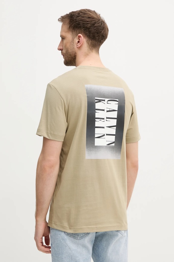 Βαμβακερό μπλουζάκι Calvin Klein Jeans J30J327478 πράσινο SS25