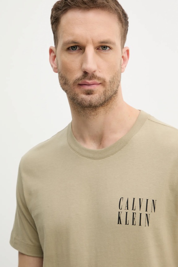 Ρούχα Βαμβακερό μπλουζάκι Calvin Klein Jeans J30J327478 πράσινο