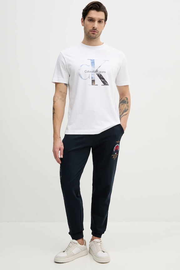 Calvin Klein Jeans tricou din bumbac J30J327483 alb SS25