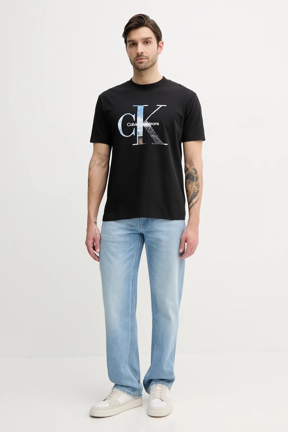 Bavlnené tričko Calvin Klein Jeans J30J327483 čierna SS25