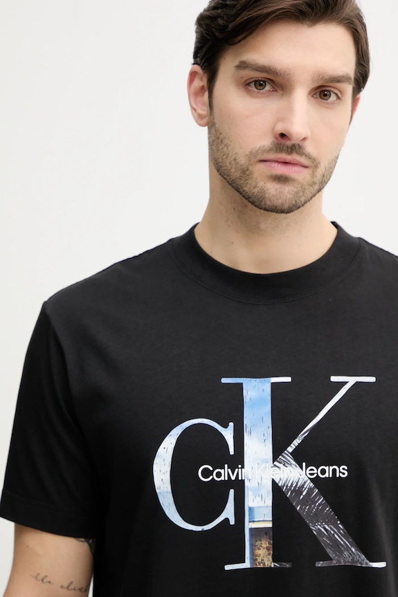 Bavlnené tričko Calvin Klein Jeans čierna J30J327483
