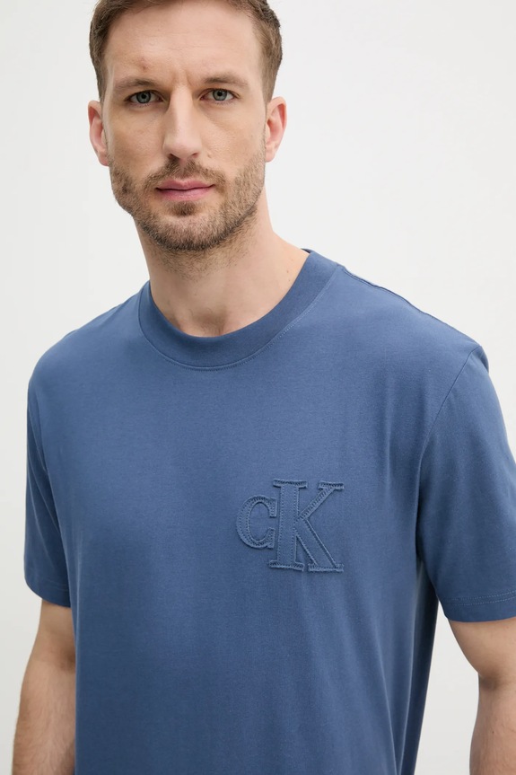 Oblečenie Bavlnené tričko Calvin Klein Jeans J30J327494 modrá