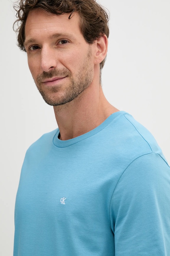 Βαμβακερό μπλουζάκι Calvin Klein Jeans μπλε LV040HM265