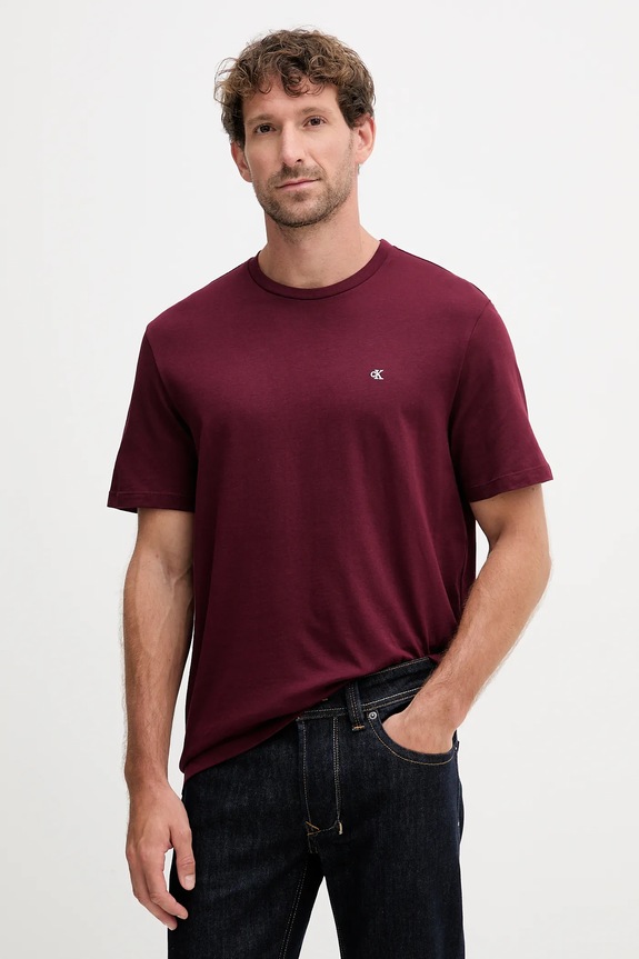 Calvin Klein Jeans t-shirt in cotone semplice granata LV040HM265