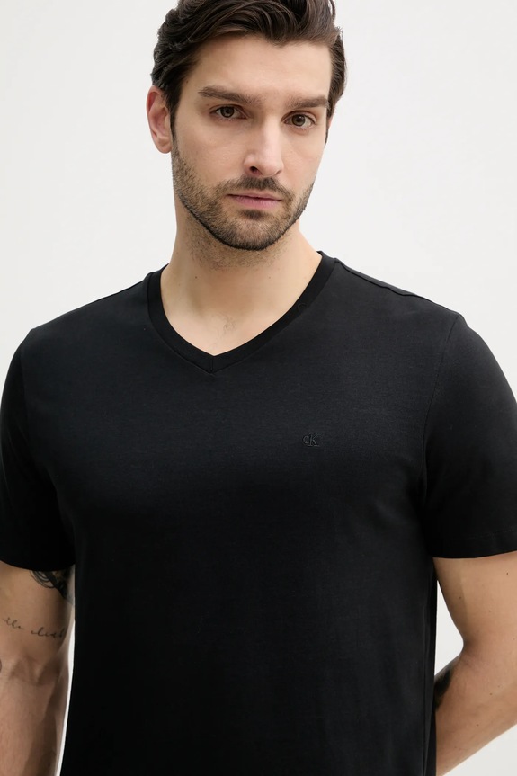 Bombažna kratka majica Calvin Klein Jeans črna LV040HM298