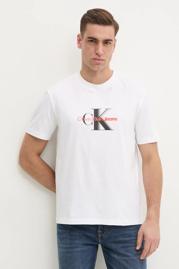 Calvin Klein Jeans t-shirt bawełniany nadruk biały J30J327471