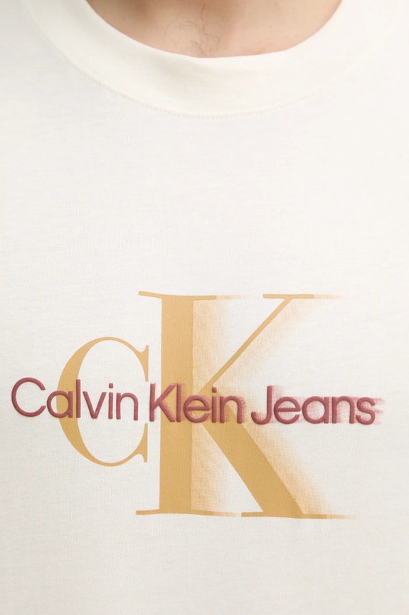 Bavlněné tričko Calvin Klein Jeans J30J327471 béžová