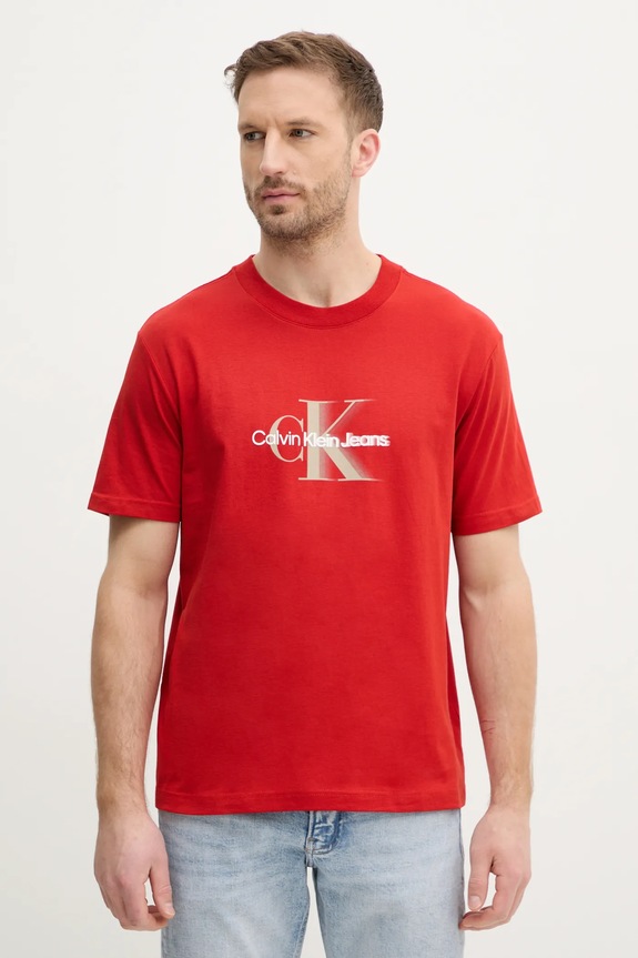 Calvin Klein Jeans t-shirt bawełniany nadruk czerwony J30J327471