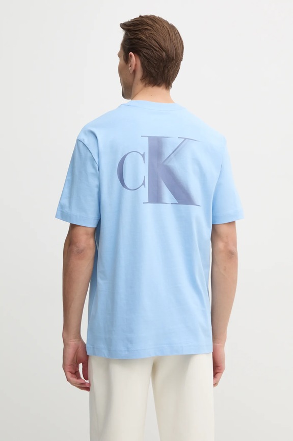 Oblečenie Bavlnené tričko Calvin Klein Jeans J30J327475 modrá
