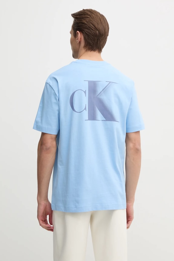 Oblečenie Bavlnené tričko Calvin Klein Jeans J30J327475 modrá