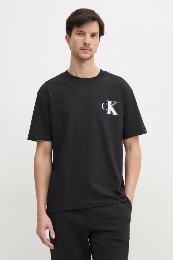 Oblačila Bombažna kratka majica Calvin Klein Jeans J30J327475 črna