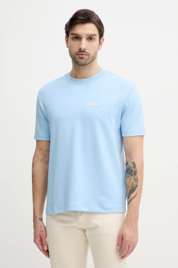 Μπλουζάκι Calvin Klein Jeans με ελαστάν μπλε J30J327234