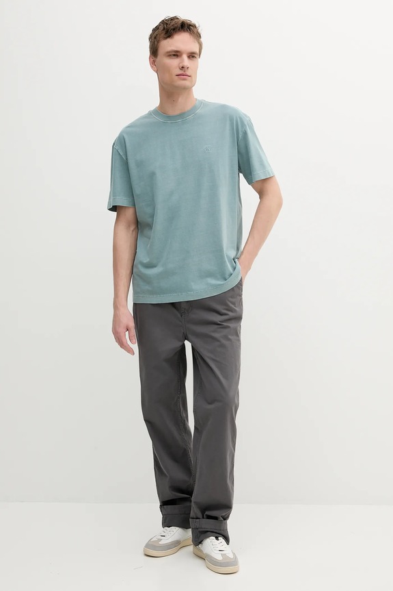 Βαμβακερό μπλουζάκι Calvin Klein Jeans J30J327488 πράσινο SS25