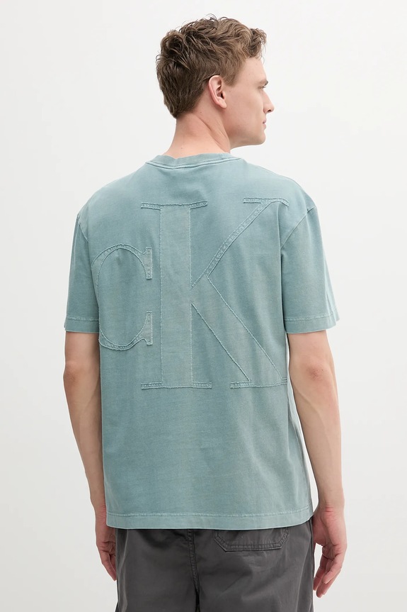 Ρούχα Βαμβακερό μπλουζάκι Calvin Klein Jeans J30J327488 πράσινο