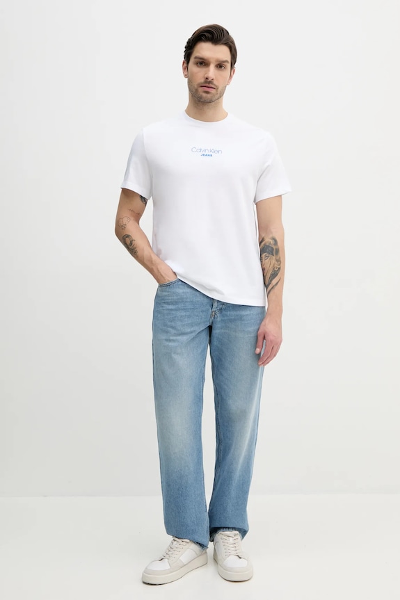 Βαμβακερό μπλουζάκι Calvin Klein Jeans LV04RB824G λευκό SS25