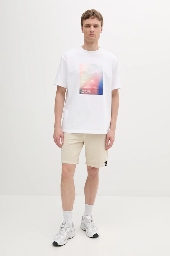 Βαμβακερό μπλουζάκι Calvin Klein Jeans LV04RAB811 λευκό SS25