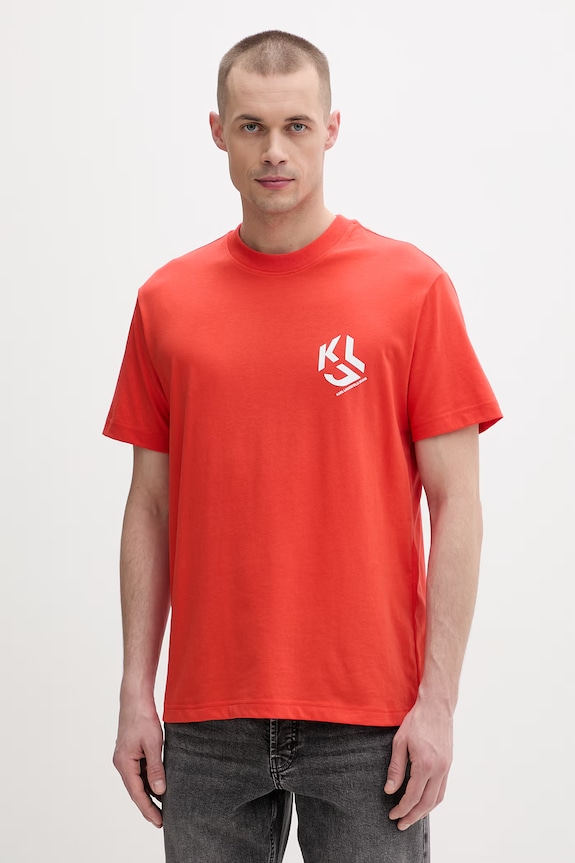 Karl Lagerfeld Jeans tricou bărbați cu bumbac rosu A2M17072