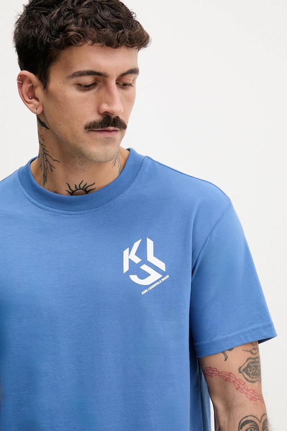 Karl Lagerfeld Jeans T-shirt męski z bawełną fioletowy A2M17072
