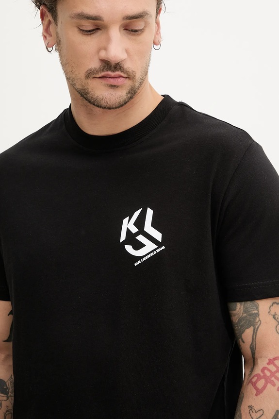 Karl Lagerfeld Jeans kratka majica moška z bombažem črna A2M17072