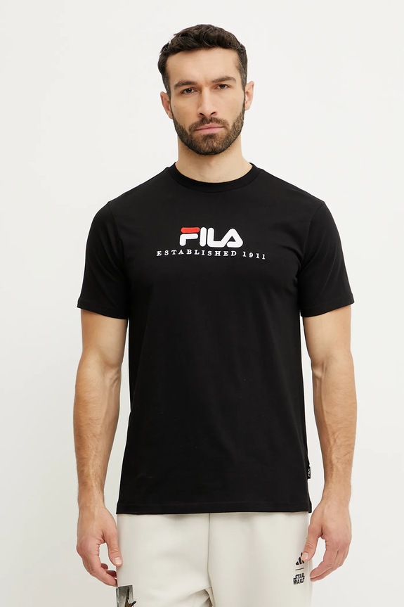 Βαμβακερό μπλουζάκι Fila Brill βαμβάκι μαύρο FAU0200