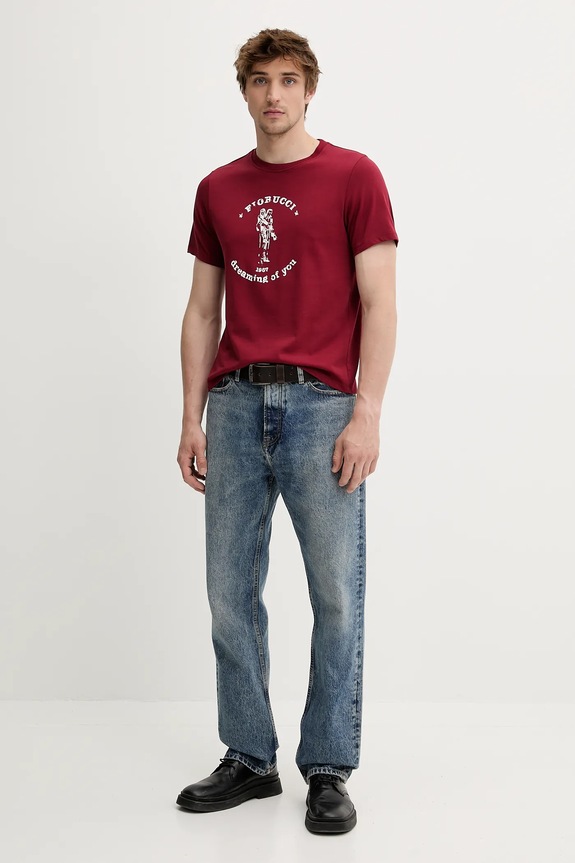 Βαμβακερό μπλουζάκι Fiorucci Burgundy Dreaming of You Regular Fit T-Shirt M02SMTSH323CJ01RD03 μπορντό SS25