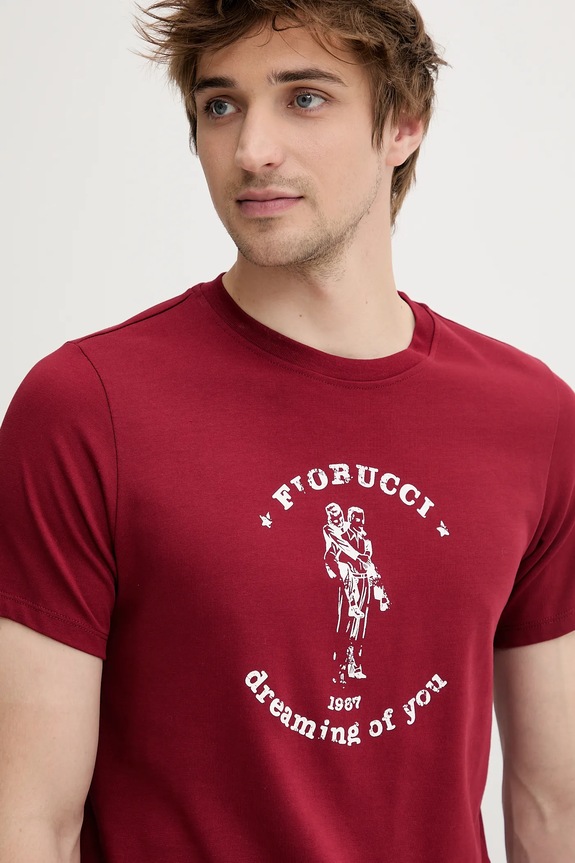 Βαμβακερό μπλουζάκι Fiorucci Burgundy Dreaming of You Regular Fit T-Shirt μπορντό M02SMTSH323CJ01RD03