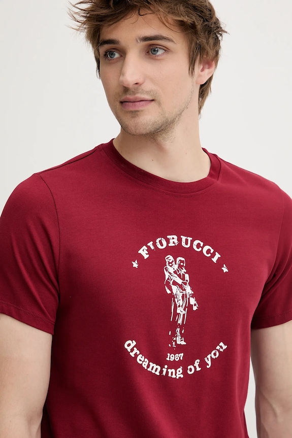 Βαμβακερό μπλουζάκι Fiorucci Burgundy Dreaming of You Regular Fit T-Shirt μπορντό M02SMTSH323CJ01RD03