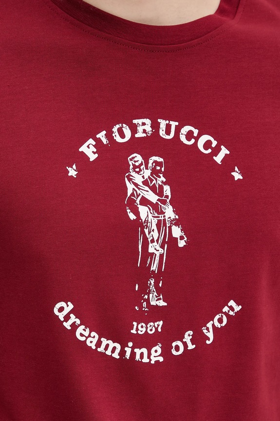 Βαμβακερό μπλουζάκι Fiorucci Burgundy Dreaming of You Regular Fit T-Shirt M02SMTSH323CJ01RD03 μπορντό