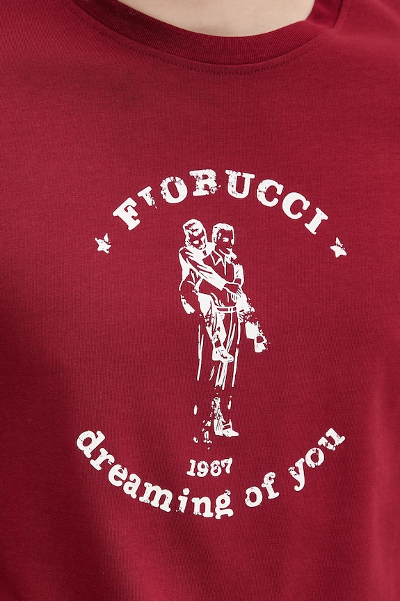 Βαμβακερό μπλουζάκι Fiorucci Burgundy Dreaming of You Regular Fit T-Shirt M02SMTSH323CJ01RD03 μπορντό