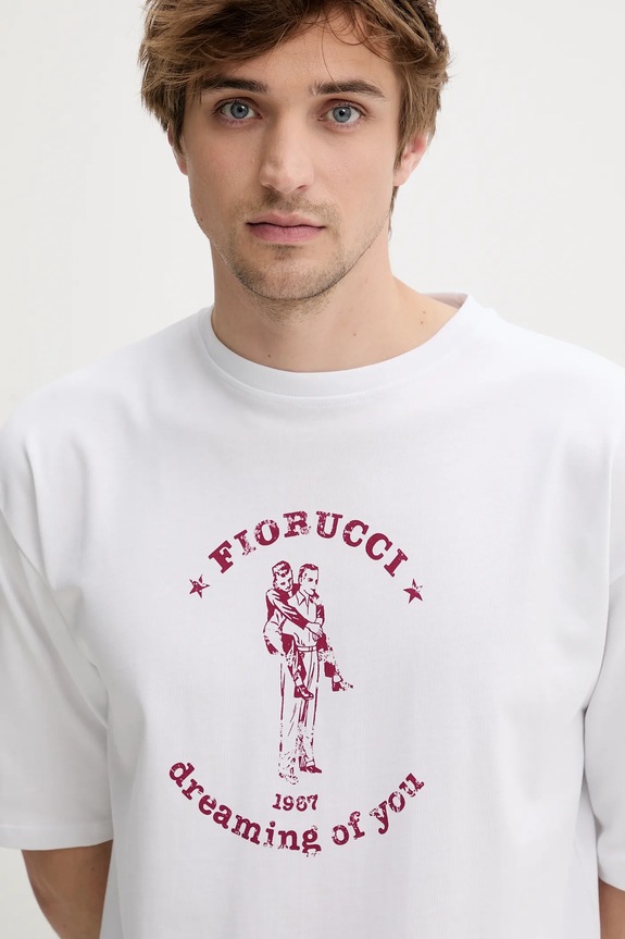 Bavlněné tričko Fiorucci White Dreaming of You Print Relaxed Fit T-Shirt bílá M02SMTSH101CJ01WH03