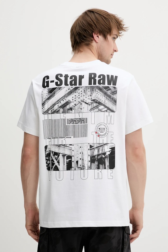 Bavlněné tričko G-Star kulatý bílá D25976.C784